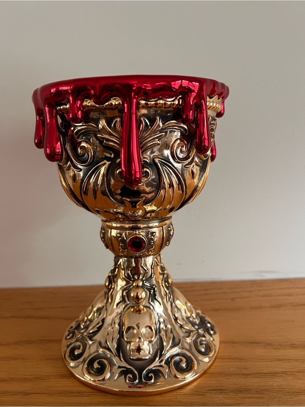 Bath Body Works Chalice Cup Gothic Skull Whimsygoth Goth 3 Wick Candle Holder - Picture 4 of 10